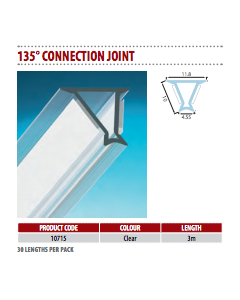 (10mm) Glass Partition Joint Strip135° Connection Dry Joint (10 pieces)