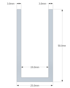FACTORY SECONDS (50mm) 3 Meter Glass Partition U channel (WHITE)